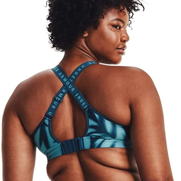 NWT Under Armour Women Infinity Printed Mid Sport Bra Cosmos Blue Sz XS $45 P120 - Picture 2 of 4